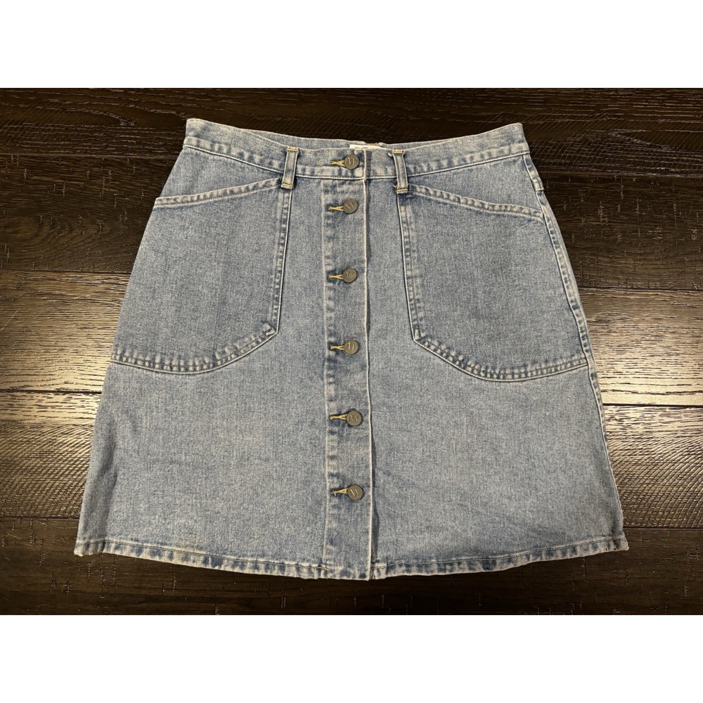 Vintage NY & Co Denim Mini Skirt Size 12 Button Front Medium Wash Y2K
